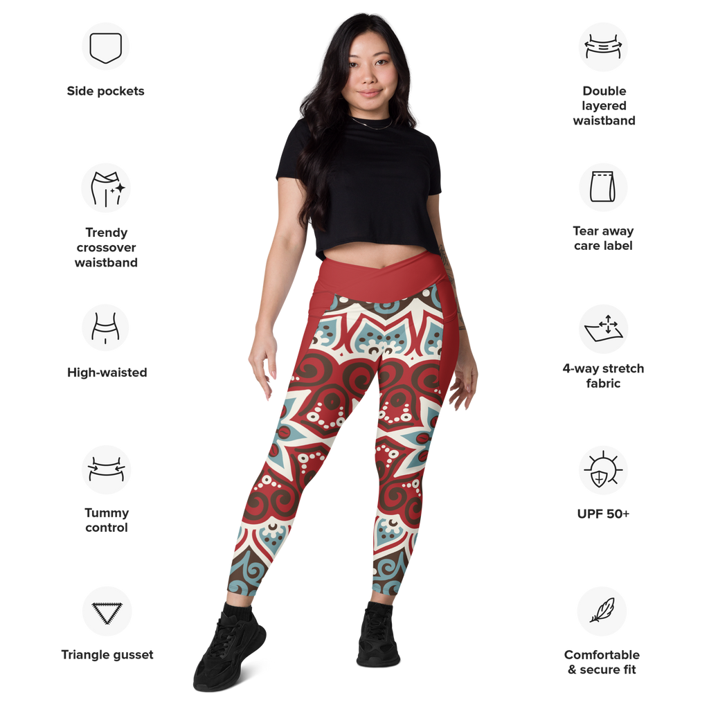 Gypsy Pattern Crossover leggings with pockets